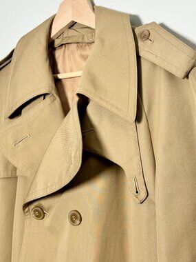 Vintage Long Cotton Blend Long Trench Coat with Nova Check Lining Sz 42 or Large